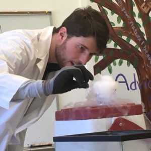 Olders Teacher Ben Bellamy adds water to solid carbon dioxide, also known as dry ice.